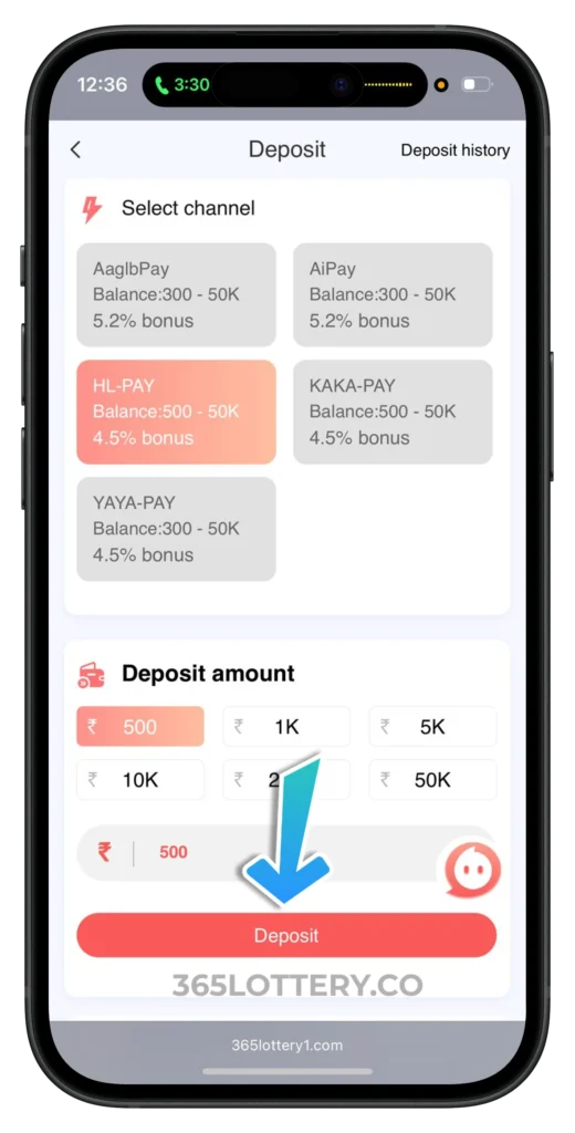 365-lottery-deposit-page